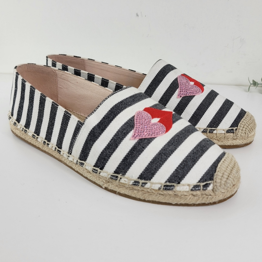 Kate Spade Gimlet Heart Lips Espadrille Flats Sz 9.5